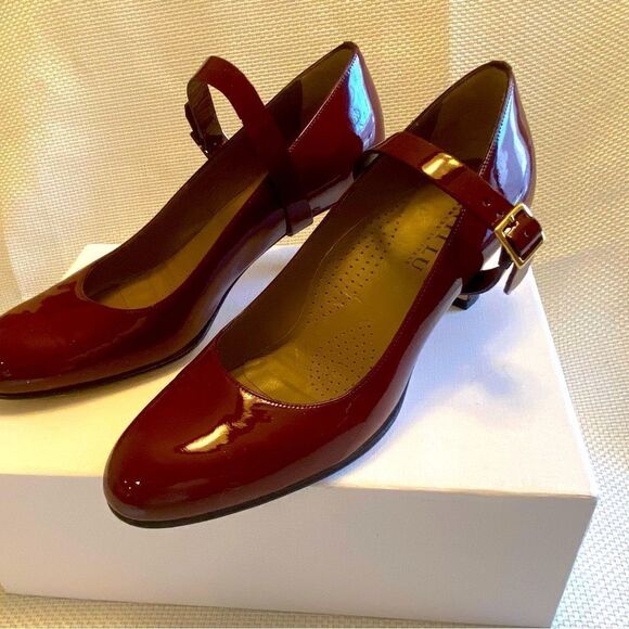 Anyi Lu red patent leather detachable strap Mary Jane pumps made in Italy 38.5 - Picture 6 of 10